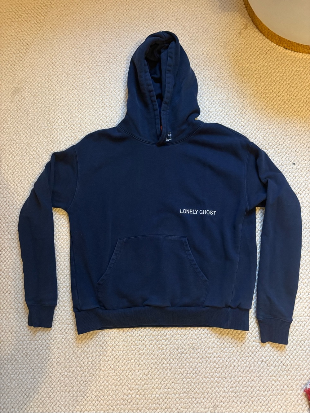LONELY GHOST Navy Blue Pullover Hoodie with Chest Logo
